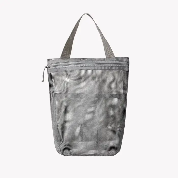 Trousse de toilette portable avec poignée pratique, grande capacité, sac de rangement en maille pour