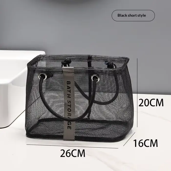 Trousse de toilette en maille avec trous de drainage – Organisateur de douche portable pour hommes e