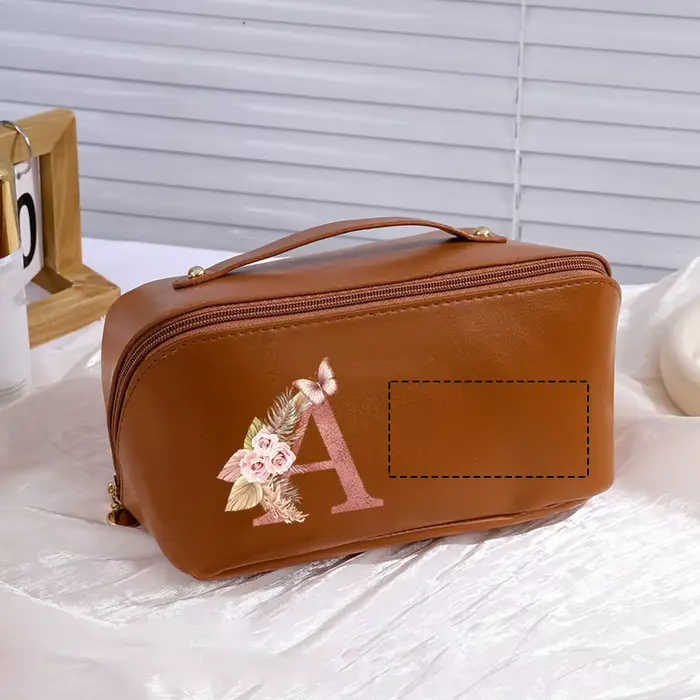 Trousse de Toilette Florale Personnalisée avec Initiales, Grande Capacité, Sac de Maquillage Portabl