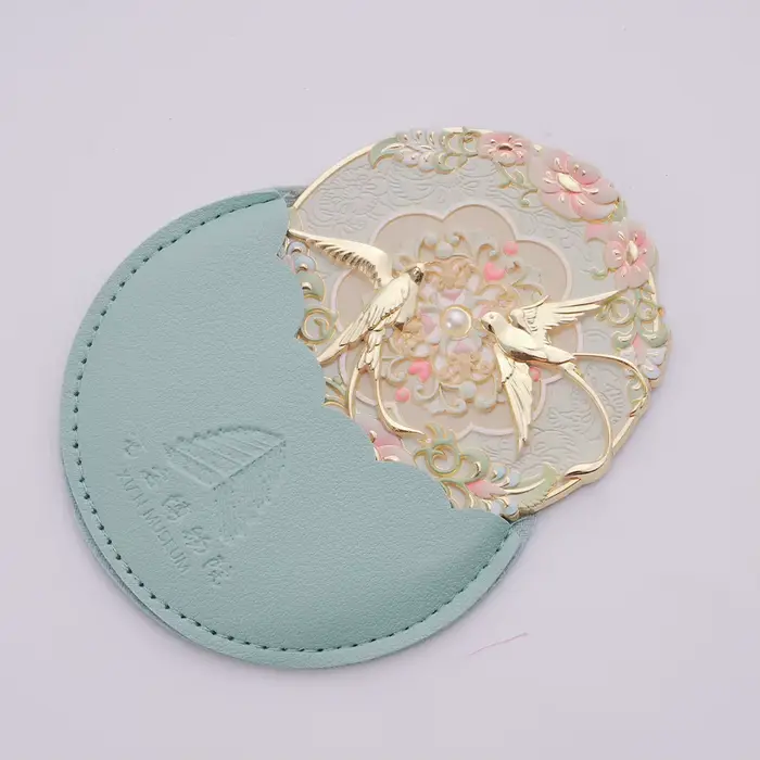 Miroir de Style chinois Vintage, pivoine, fleur délicate, Mini miroir, outils cosmétiques, miroir de