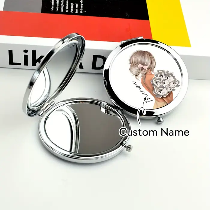 Miroir de maquillage personnalisé avec lettres, avec boîte cadeau pour femmes, accessoires de maquil