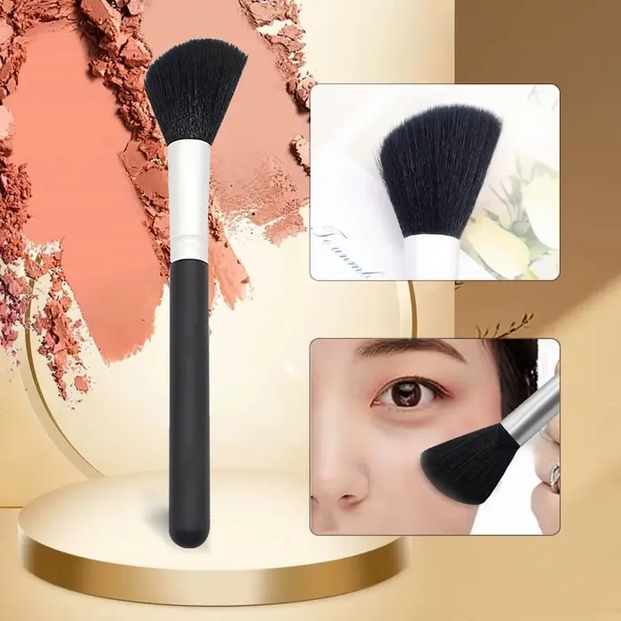 Pinceau de maquillage pour fond de teint noir, crème, tampon, grand pinceau pour fond de teint, chev