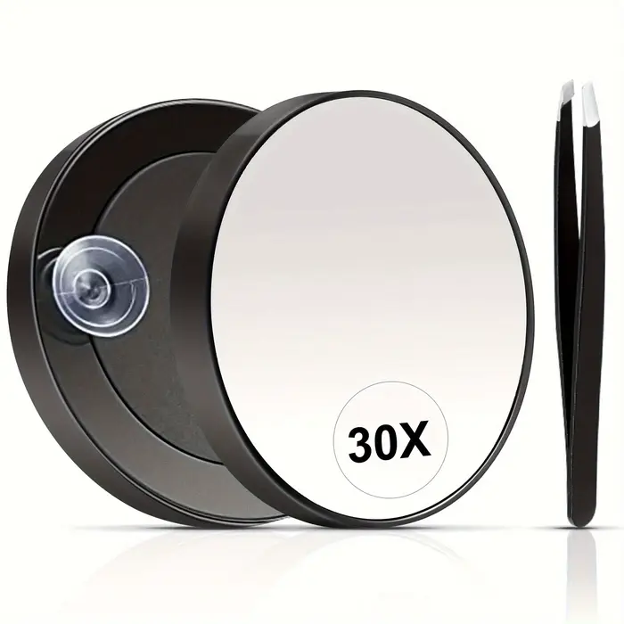 Miroir grossissant 30X, petit miroir grossissant avec ventouse et pince à épiler, comme miroir de vo