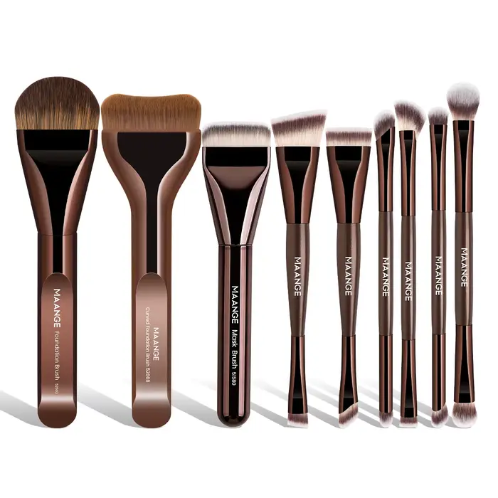MAANGE – Lot de 9 pinceaux de maquillage multifonctionnels pour le visage, pinceau de maquillage pou