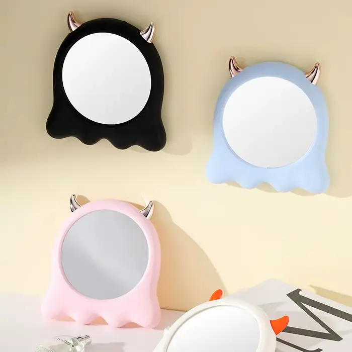Autocollant ovale miroir à main maquillage lumière blanc miroirs debout Kawaii Design dortoir particulier Decorativos maison accessoires