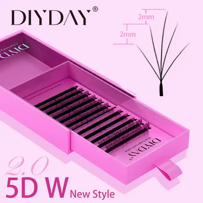 DIYDAY nouveau Style 5D W forme Extensions de cils différentes longueurs 5D en forme de W faux cils 