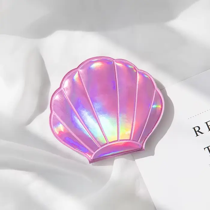 REPLLALaser-Miroir de Maquillage en Forme de Coquille, Loupe 2X, Portable, Double Face, Pliable, Poc