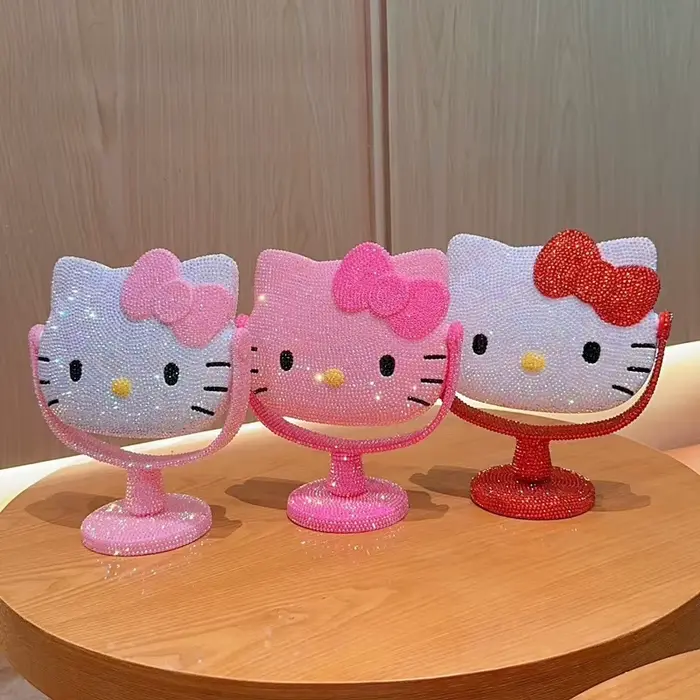 Miroir de maquillage rotatif de bureau KT à paillettes à imprimé léopard, kit de bricolage, cadeau fait main