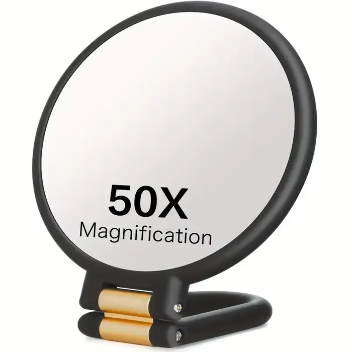 Miroir grossissant 50x avec grossissement double face 1X/50X - Miroir de maquillage portable avec 36