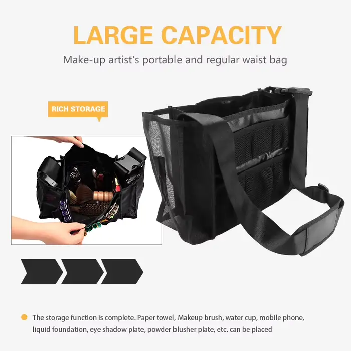 Sac de maquillage portable avec grille transparente, porte-pinceau de maquillage transparent, outil 