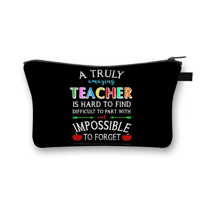 Trousse de Maquillage Femme « Merci Enseignante » – Sac de Rangement pour Rouge à Lèvres et Lingette