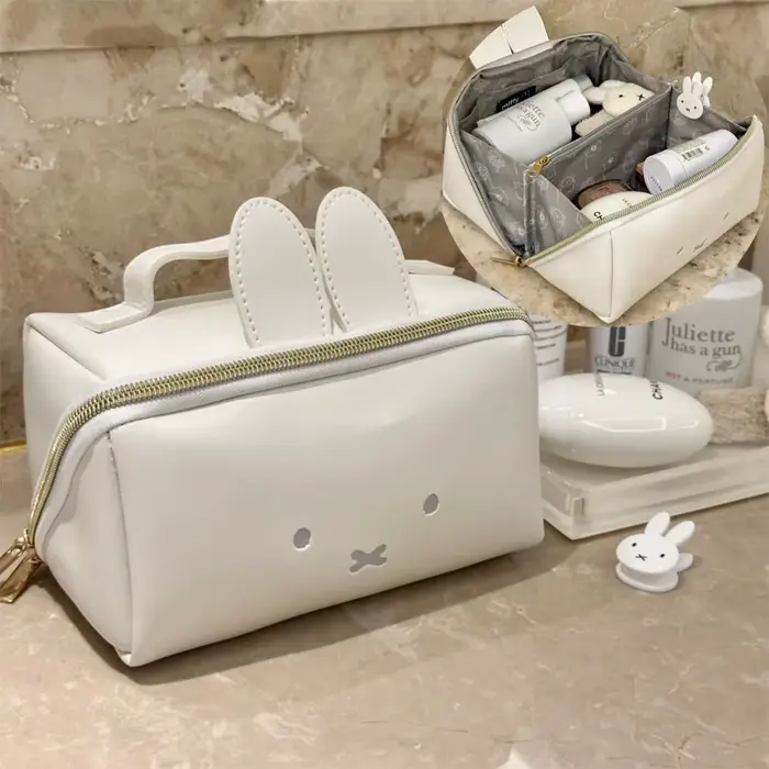 Miffy – trousse de maquillage à main de grande capacité, sac de rangement Portable étanche en cuir P