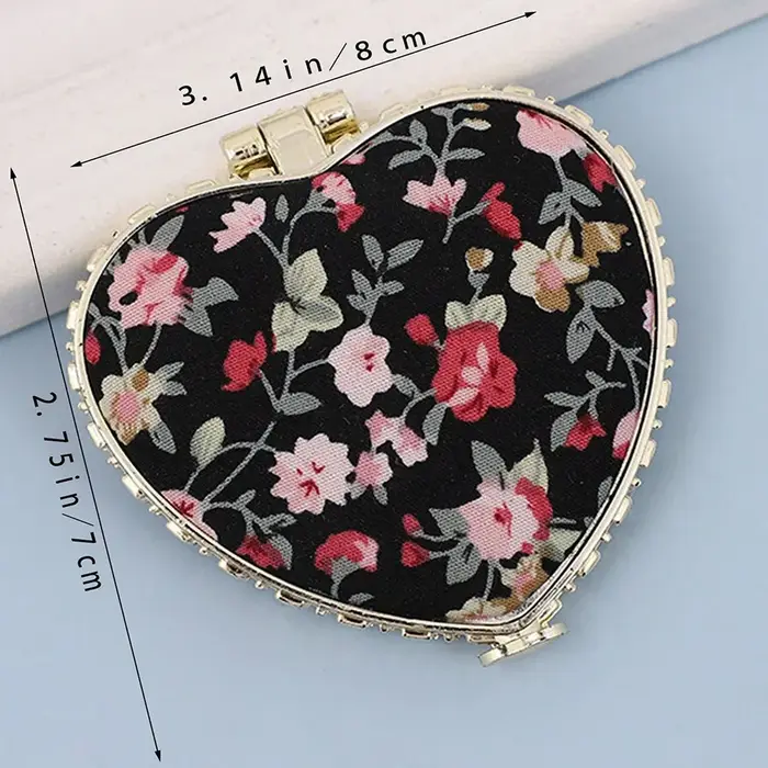 Miroir de poche à fleurs, mini miroir de maquillage compact, portable, pliable sur deux côtés, miroi