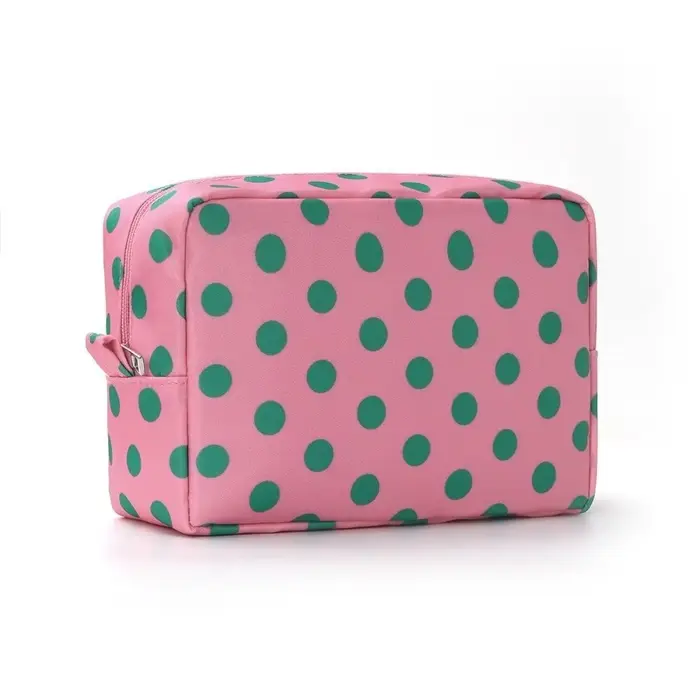 Trousse de toilette imperméable à pois, pochette zippée, grande capacité, sac de rangement pour cosm