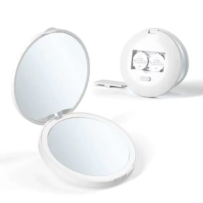 Miroir de maquillage LED portable, mini miroir cosmétique à lumière unique, alimenté par piles, peti
