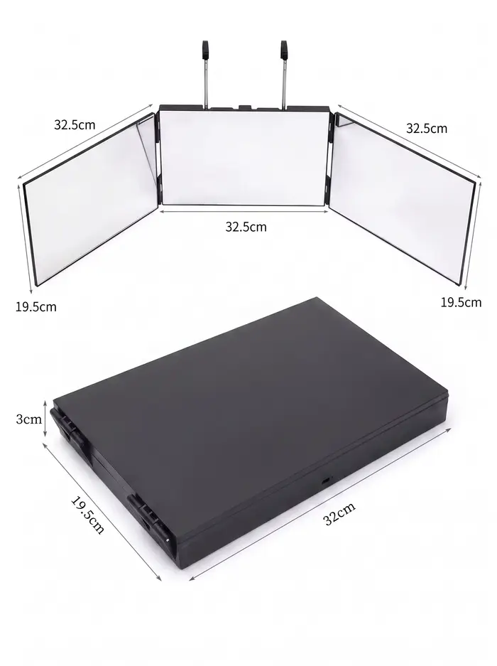 Miroir de coiffure pliable à 3 faces INS, rétractable, à suspendre au mur, pour la vue arrière, outi