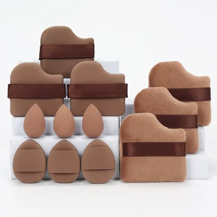 Ensemble d'éponges de maquillage polyvalentes, faites de 3 bouffées de poudre adt, 3 mini bouffées d