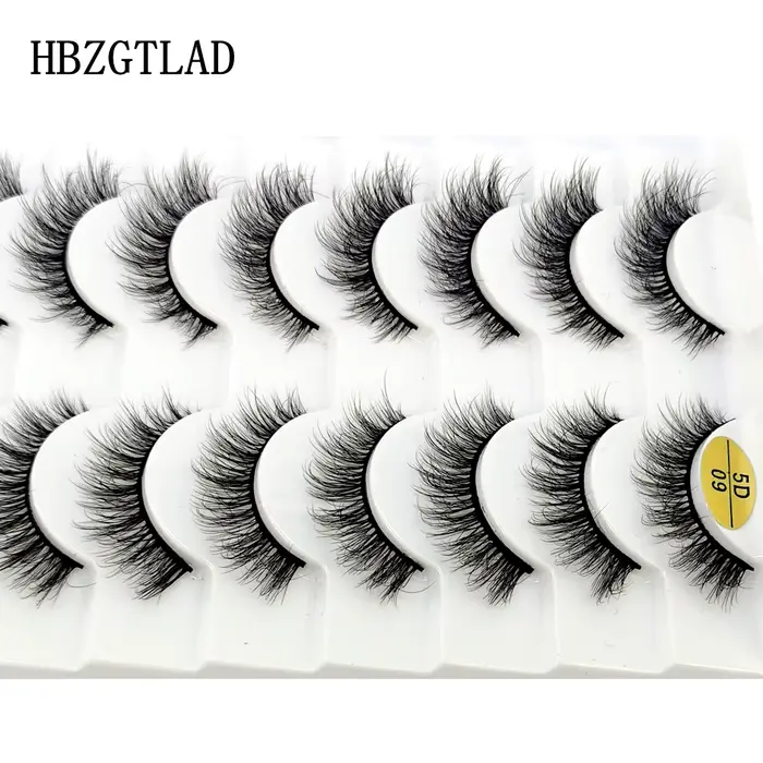 Faux Cils 3D Naturels en Vison, Longs, Doux et Moelleux, Kit de Maquillage, 10 Paires