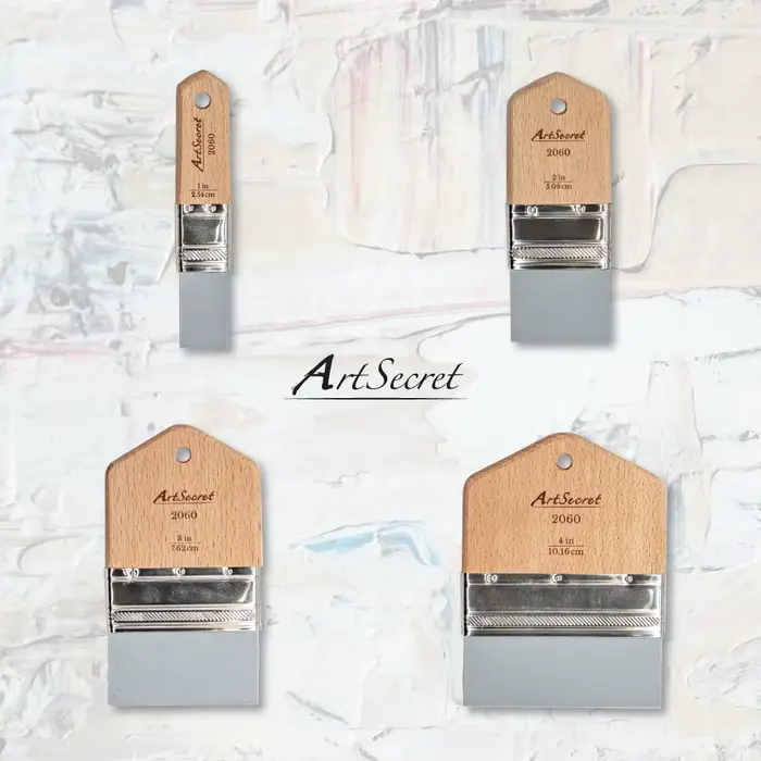 Artsecert 1-4 pièces pinceau en Silicone manche court en bois pinceaux plats flexibles pour peinture à l'huile acrylique Application lisse