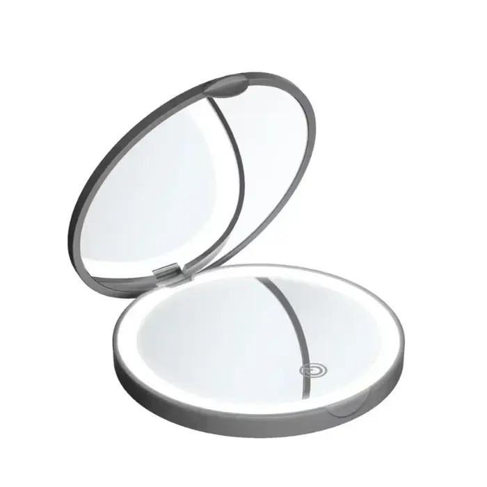 Petit miroir de maquillage Compact rond pliable Portable avec Mini miroirs grossissants portables USB lumineux LED
