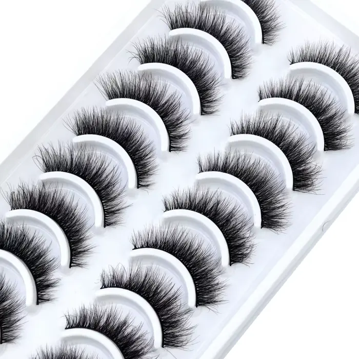 HBZGTLAD 10 paires 3D Faux cils de vison moelleux doux complet épais vaporeux naturel longs faux cil