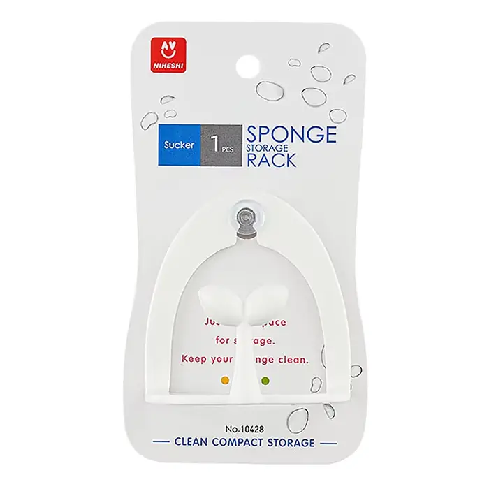Porte-éponge sans poinçon avec ventouse, rangement pour éponge de cuisine, chiffon d'évier T1