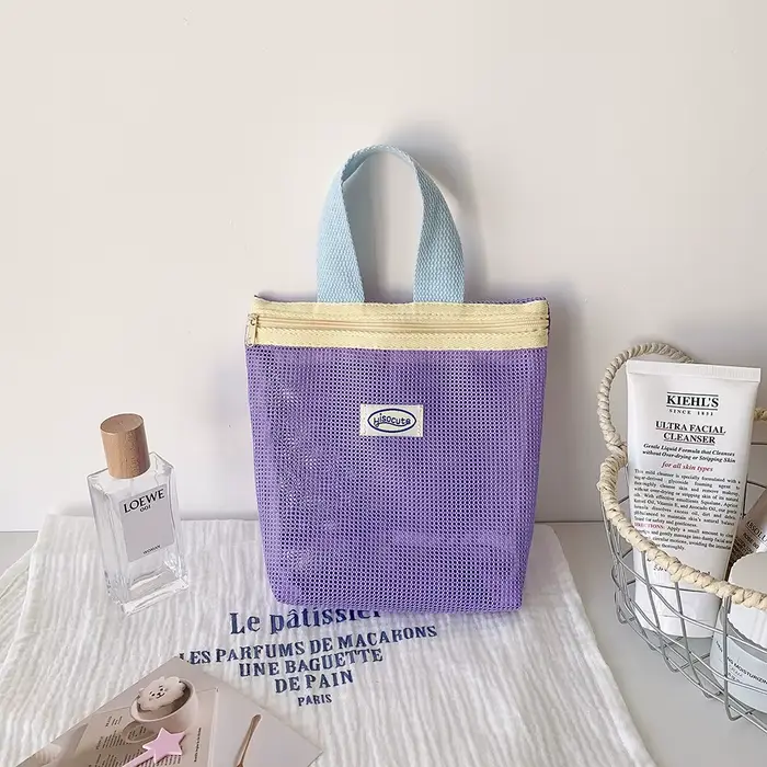 Sac à main en maille, sac de maquillage, pochette de maquillage pour femmes, sac de lavage Portable,
