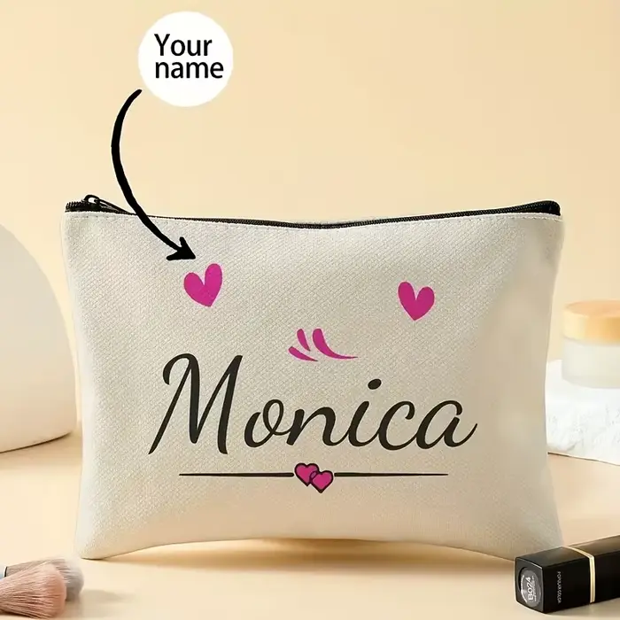 Pochette cosmétique personnalisée - Trousse de maquillage élégante pour femme avec fermeture éclair