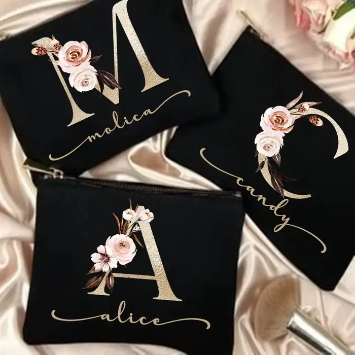 Trousse de maquillage personnalisée avec nom initial