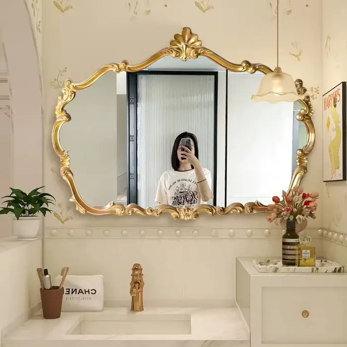 Miroir lumineux esthétique mignon luxe Art nordique mur moderne miroir universel ornements Vintage E