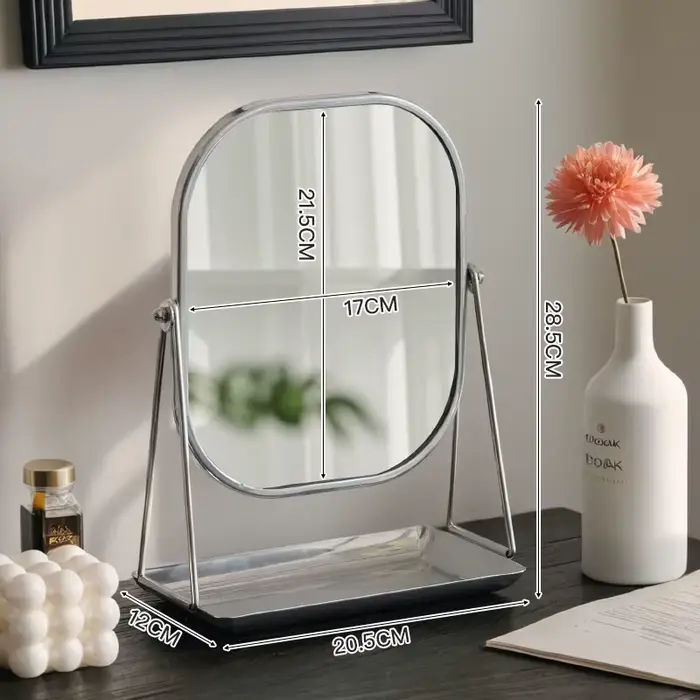Miroir de maquillage rotatif, style luxe léger, avec support, peut accueillir un grand miroir de maq