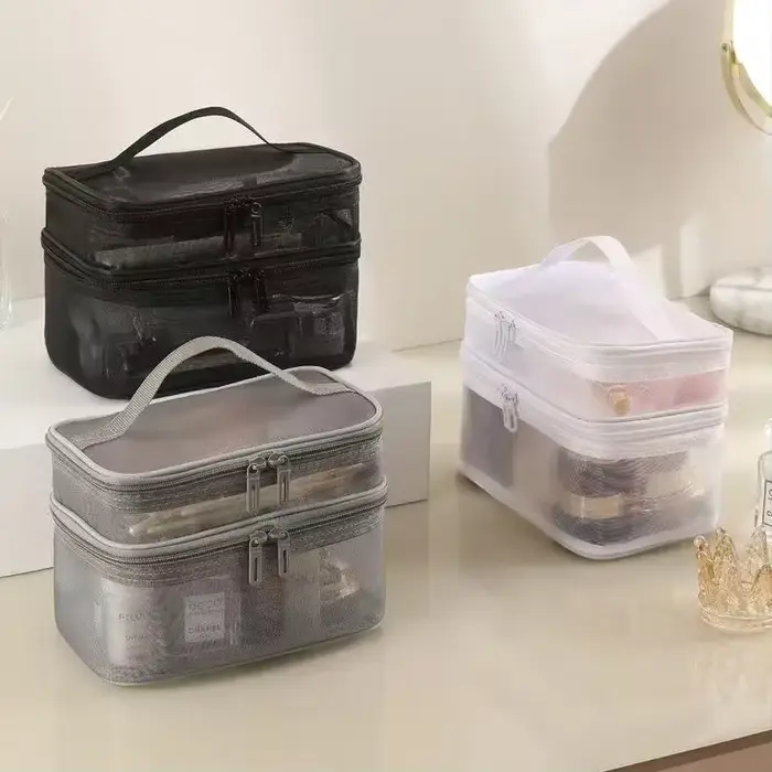 Sac à cosmétiques en maille de grande capacité