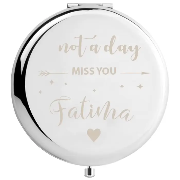 1PC Miroir argenté personnalisé avec gravure de nom, cadeau pour invités de mariage