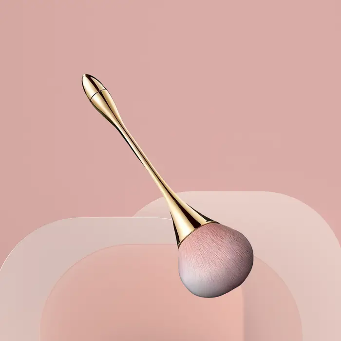 Pinceau de maquillage en forme d'éventail doré Rose, cheveux doux, cosmétiques, poudre libre, mise e
