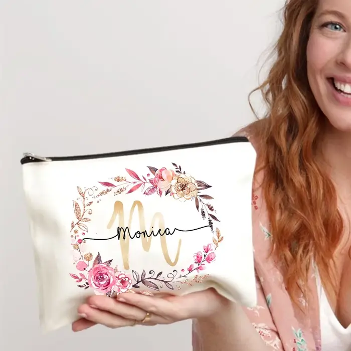 Trousse de Maquillage Personnalisée avec Initiale et Nom