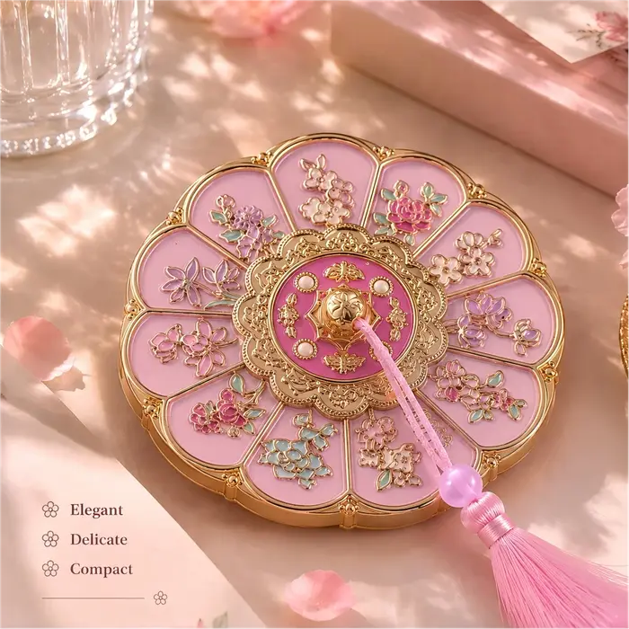 Miroir de maquillage créatif de style ancien, miroir portable, motif floral de style chinois, cadeau
