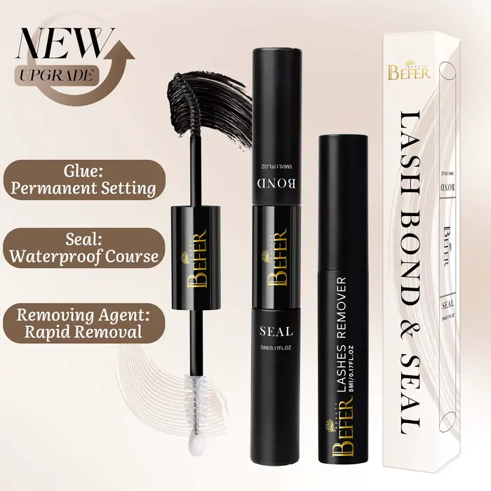 BEFER – colle pour cils 2 en 1, liaison et joint de cils + dissolvant de cils, adhésifs imperméables