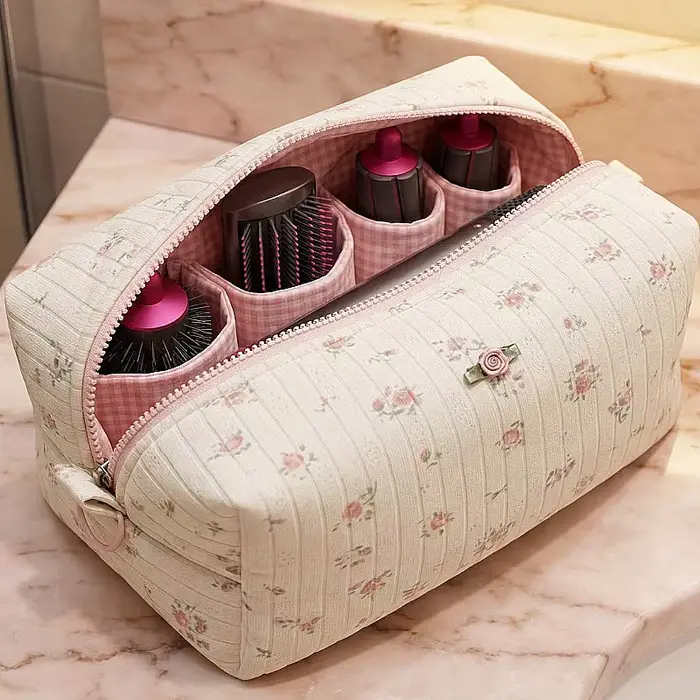 Trousse de toilette de voyage avec fermeture éclair et plusieurs compartiments