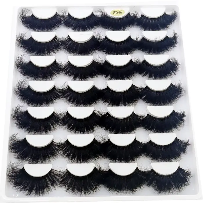 HBZGTLAD 14 paires de cils 25mm Faux cils de vison longue durée cils de vison moelleux Volume dramat