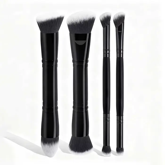 Ensemble de pinceaux de maquillage de base, 4 pièces, avec boîte, fond de teints à double extrémité,