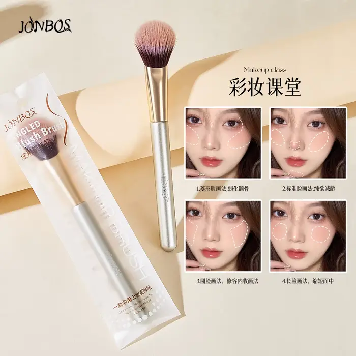 Pinceau à blush angulaire JONBOS : Pinceau de maquillage multifonctionnel pour estomper, contourner et illuminer