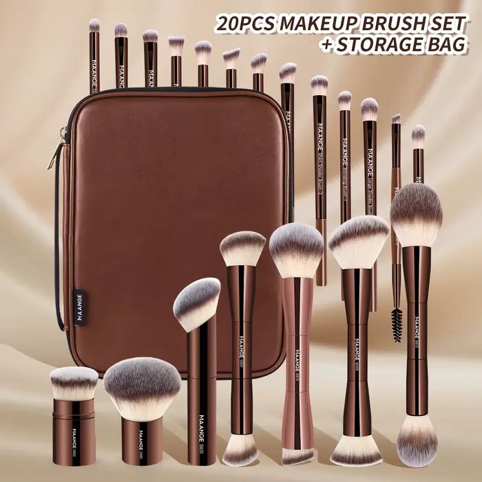 MAANGE Pro Kit de pinceaux de maquillage 20 pièces pinceaux avec sac de rangement double extrémité f