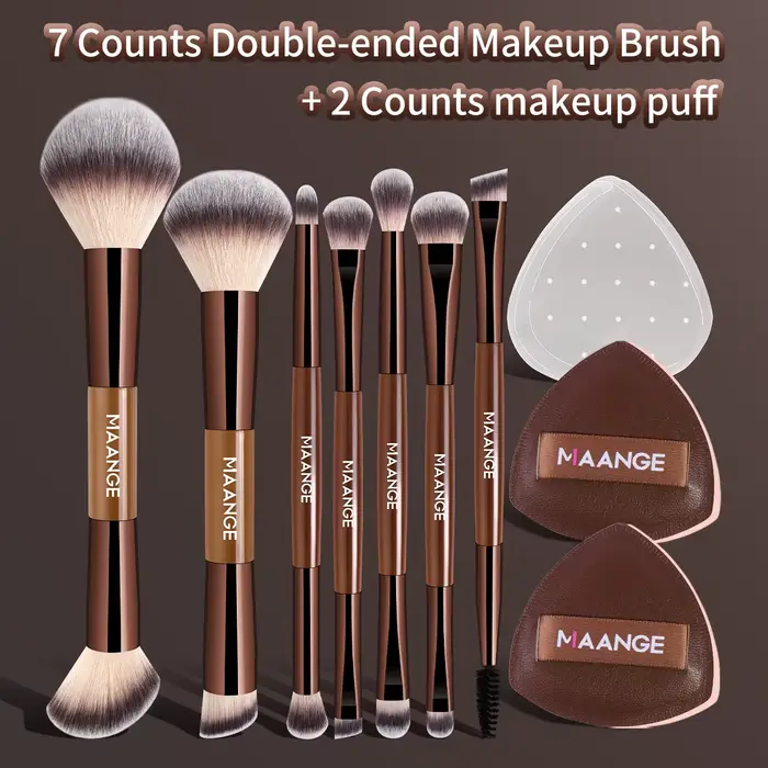 MAANGE 7 pinceaux de maquillage et 2 éponges, pinceaux de maquillage multifonctions, pinceaux pour l