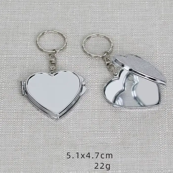 Miroir en forme de cœur, porte-clés en métal, miroir cosmétique en forme de cœur pour maquillage, vo