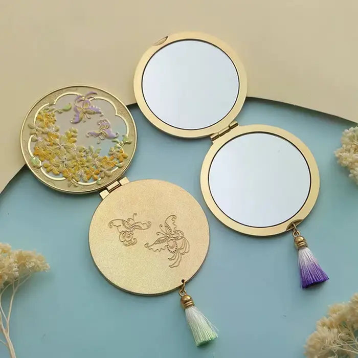 Miroir de maquillage en métal artisanal de Style chinois