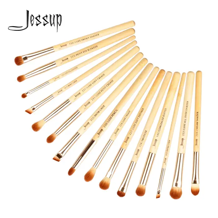Jessup Pinceau de maquillage professionnel en bambou Beauté Set de pinceaux