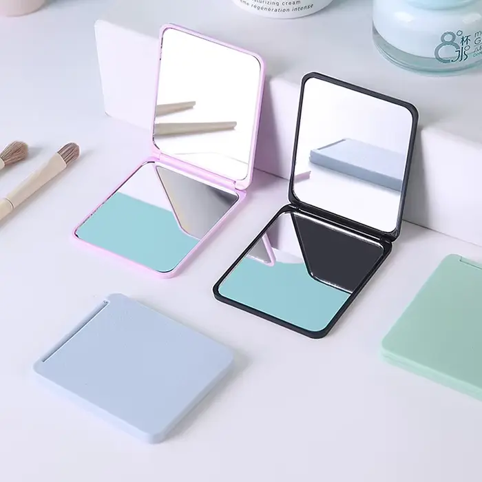 Mini miroir de maquillage carré pliable portable