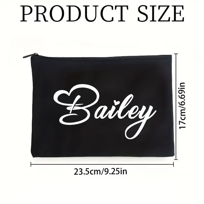 Pochette à maquillage personnalisée - Pochette cosmétique avec nom et motif cœur/couronne, tissu dur