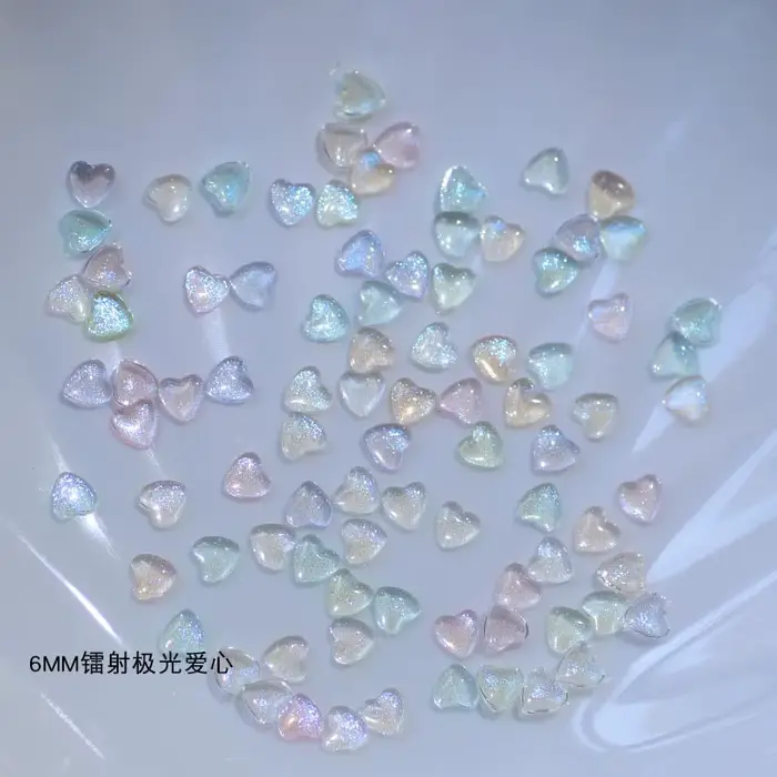 30 pièces/boîte Kawaii paillettes poudre coeur Nail Art décorations 3D résine strass breloques dessi