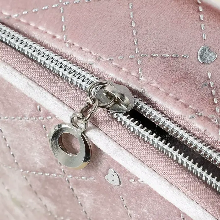 Sac de maquillage en velours mignon avec fermeture éclair